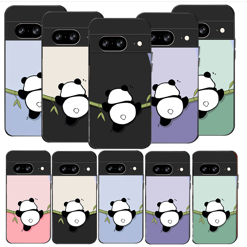 Google Pixel 8A - Niedliche und bezaubernde Panda-Handyhülle aus schwarzem