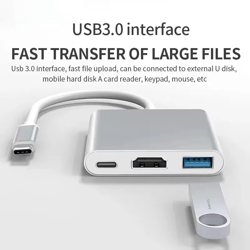 Hdmi Adapter Tablet - 3-in-1 Typ-C zu HDMI-kompatibler Adapter USB-Hub
